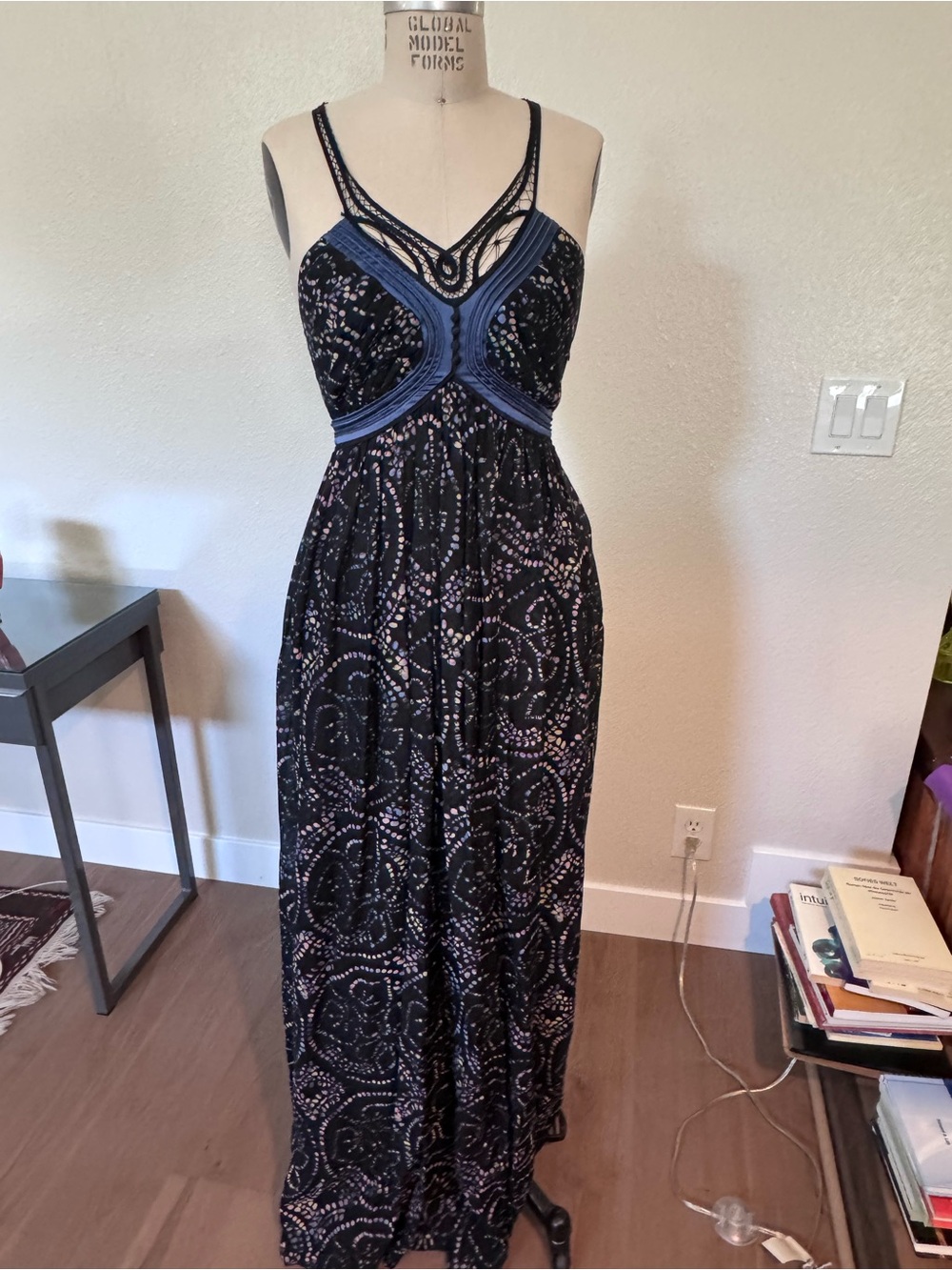 3.1 Phillip Lim Black Maxi Dress with Multicolor Dot Print